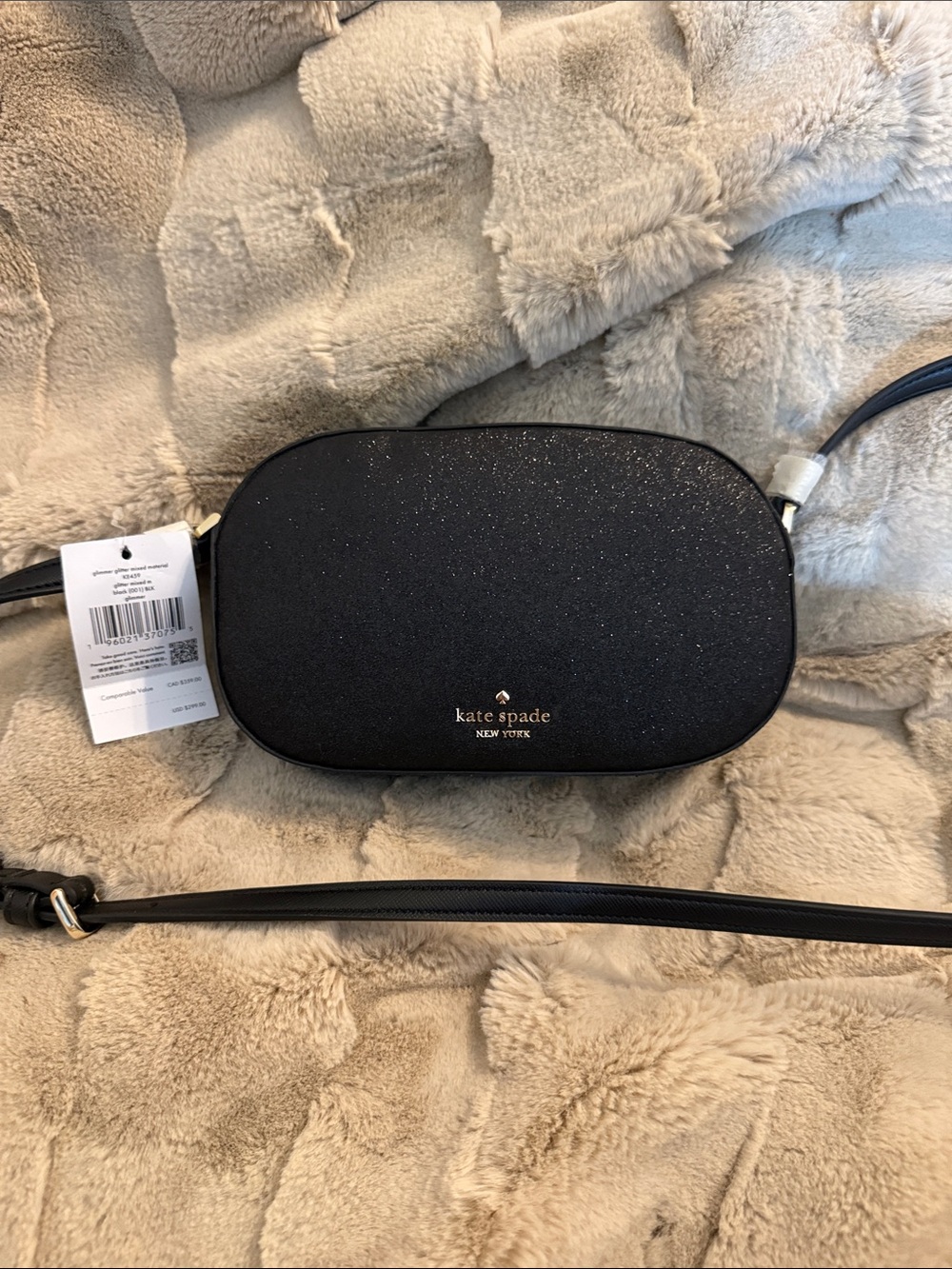 kate spade Black Glitter Oval Crossbody Bag